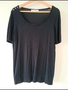 LOFT Scoop Neck Knitted Top with Shoulder Buttons Women Sz XL